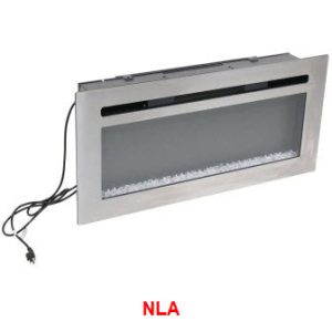 Fireplace - 36" - Electric - Wall Mount - w/Remote & Brackets - 3 Color Crystal Log Set & Side Lights - LED - Greystone - Stainless Steel