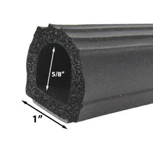 Seal - "D" - 5/8" Large Foam - Black - w/Hats Tape - 700'/Bx