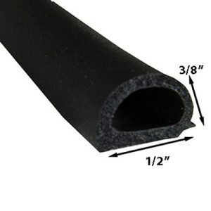 Seal - D Seal - EPDM - .57"  x .44" - w 1/2" PSA Tape - Automotive Grade - 500'/Bx