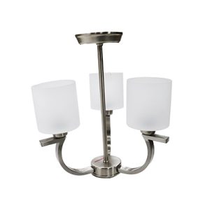 Light - Ceiling - Dinette - 12V - 3 Arm - Brushed Nickel - Frosted Glass
