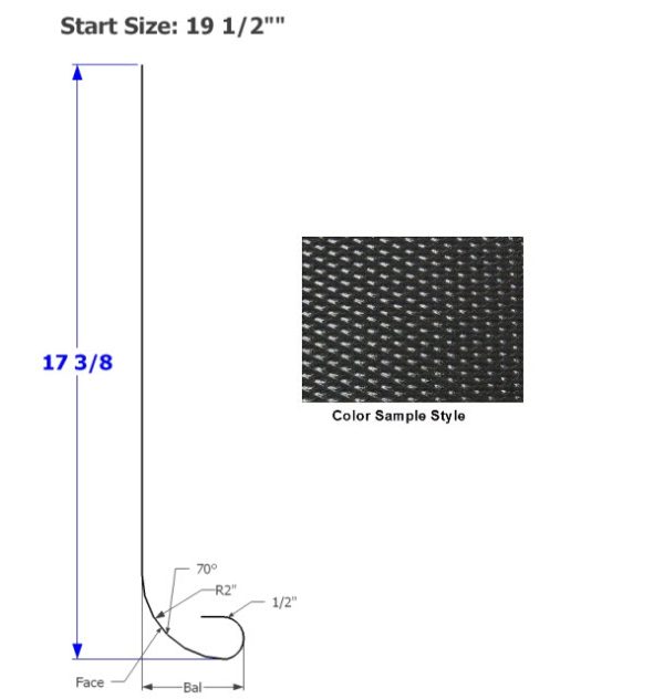 Skirt - Metal - 030 - 19 1/2" x 142" - 2" Rad - D-126 H - Black - TP - DE