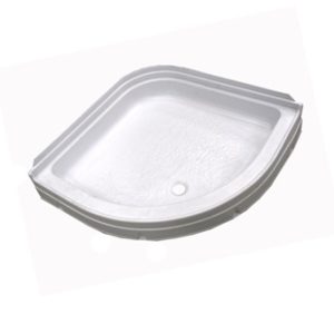 Shower - Pan - 34" x 34" - w/Radius Front - Water Dam - Short Skirt - White