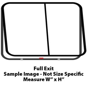 Window - 56" x 29" - Horizontal Full Exit - Red Handle - Dark Glass - Temp - Black Frame - 1 3/8" Ring