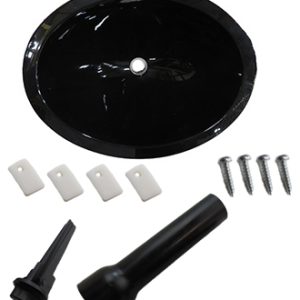 Sink - Lavatory - 10" x 13" - Oval - Plastic - w/Tailpiece/Stopper/Clips - B-2 Black