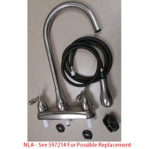 Faucet - Kitchen - 8" - Classic Handles - Gooseneck Spout - w/Pull Down Sprayer - Brushed Nickel