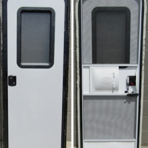 Entrance - Door - RH - 26" x 72" - Oxford Grey 8333 - w/Black Trim - w/Strut Prep & 10lb Strut - Entry/Screen Door Updated Lock/Latch