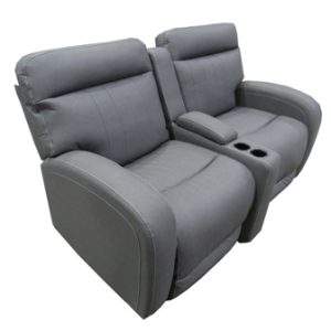 Sofa - Theater Seat w/Console- 60" - Erskine Graphite - w/T210 Silver - Domestic