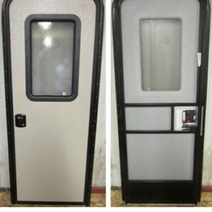 Entrance - Door - 26" x 69 1/4" - RH - Rad - PE - Black Frame & Surround - Tan Pebble Ext - Intregrated Strut - 5050 RC Series - w/Drip Cap