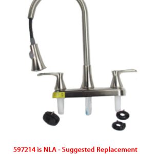 Faucet - Kitchen - 8" - Pull Down - Saber Handles - Brushed Nickel (Replaces KRV 473142)