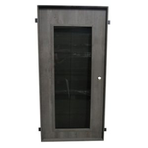 Passage - Vapor Door - RH - 1 3/8" x 32" x 69 5/8" - Carb 2 - Pre Hung - Gray 10 Gls - LG DS - L&L - Loose Stops - Wiley Oak - Black Hinges