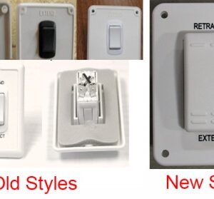 Switch - Plate - 12V - 1 Gang - Extend/Retract - Square - White