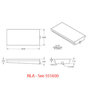 Tank - Holding - 28" x 58" x 8 1/2" - End Drain