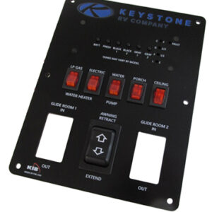 Monitor Panel - Convenience Center - 5 Tanks - 6 Switches - 2 Cutouts - w/Keystone RV Logo - Black
