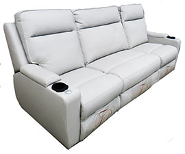 Sofa - Sectional - Glacier - 97" - w/Fold Down Back - USB - RH/LH - Plain Back - TP - Salinas Silver - w/T270 Cub - Import