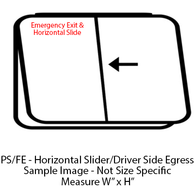 Window - 48" x 22" - Full Exit - Horizontal Slider - Passenger - Dark Glass - Temp - Black Frame - 2" Ring