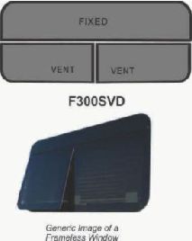Window - 60" x 40" - SVD - Grey 20 - Temp - Black - w/Screen - Frameless - F300-43417