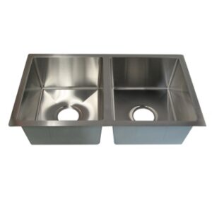 Sink - 27" x 16" x 7" - Double Bowl - 304 Stainless Steel - Level Break - w/Box Mounting Brackets