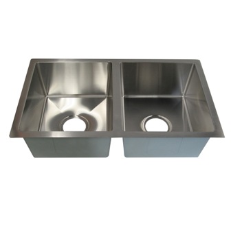 Sink - 27" x 16" x 7" - Double Bowl - 304 Stainless Steel - Level Break - w/Box Mounting Brackets
