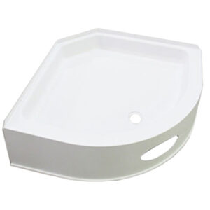 Shower - Pan - Radius - 34" - White - 9 1/2" Skirt - w/Forward Drain Hole Location & Access Hole