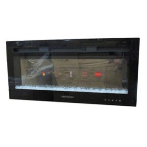 Fireplace - 36" - Electric - Wall Mount - w/Remote - 3 Color Crystal Log & Side Lights - Greystone - Black - Version 2 - W36BCFW/F36-18A/F3625
