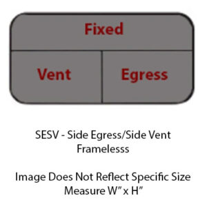 Window - 72" x 35" - SESV - Grey 20 - Temp - Black - w/Screen - Frameless - F300-43853 - w/Clamp Ring 8505-12 (V000466505) - Screw (717972) + Knob (717957)