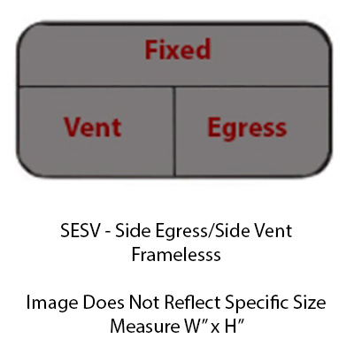Window - 72" x 35" - SESV - Grey 20 - Temp - Black - w/Screen - Frameless - F300-43853 - w/Clamp Ring 8505-12 (V000466505) - Screw (717972) + Knob (717957)