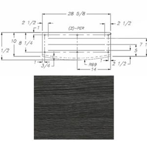 MDF - Step - Tread - 1 1/4" x 11 1/2" x 28 5/8" - Pressed - C2 - Round Over - w/Buildup - Queenston Oak