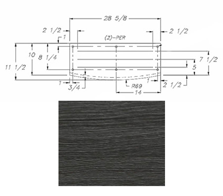 MDF - Step - Tread - 1 1/4" x 11 1/2" x 28 5/8" - Pressed - C2 - Round Over - w/Buildup - Queenston Oak