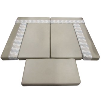 Cushion - Dinette - V-Shaped - Biscotti - 3/Tone - w/Sew Line in Backs - Stentor Linen/Driftwood/Stentor Linen/Bisque