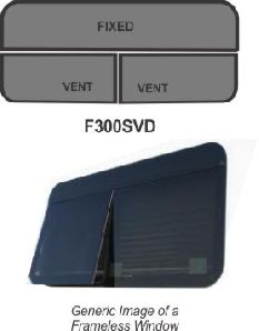 Window - 42" x 40" x 17" - SVD - Grey 20 - Temp - Black - Frameless - #3000 - w/Screen